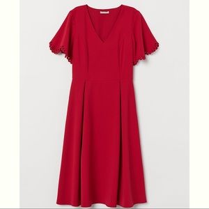 Knee length midi red dress
